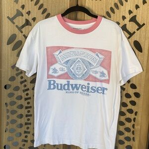 Abercrombie & Fitch Cream and Blue Graphic Modelo Beer Tee Sz Men’s Small